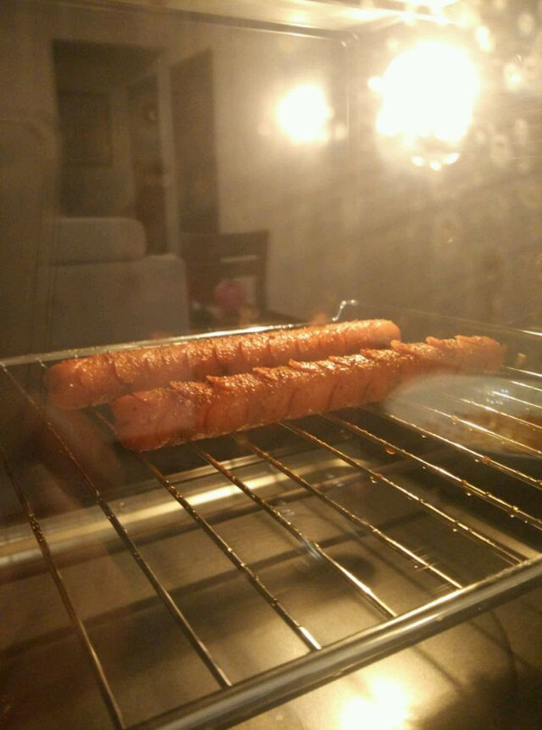 烤箱版 路边摊小吃 烤火腿肠