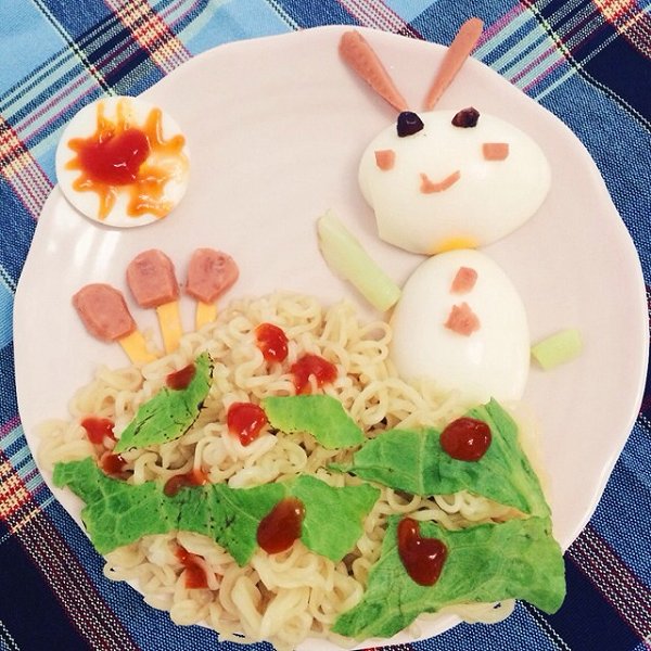 宝儿48做的小白兔采蘑菇儿童早餐的做法 豆果美食 -小白兔采蘑菇儿童